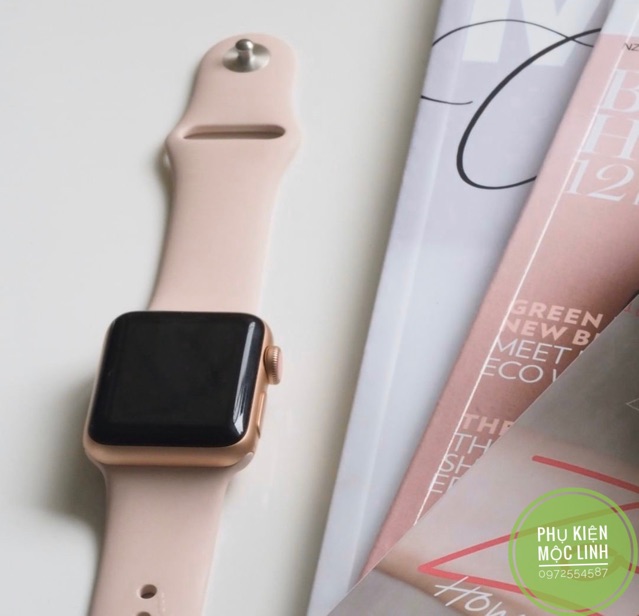 DÂY CAO SU APPLE WATCH SPORT BANDS CAO CẤP HỒNG PINKSAND XANH MARINE FULL SIZE 1 2 3 4 5 38mm 40mm 42mm 44mm