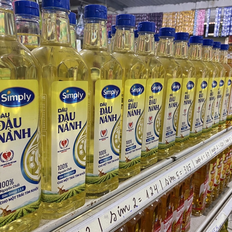 Dầu ăn Simply 1L dầu đậu nành nguyên chất
