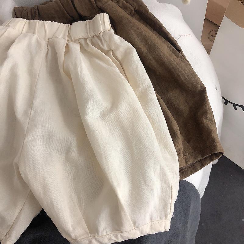 Quần Short Cotton Lanh Mùa Hè Cho Bé Trai Bé Gái