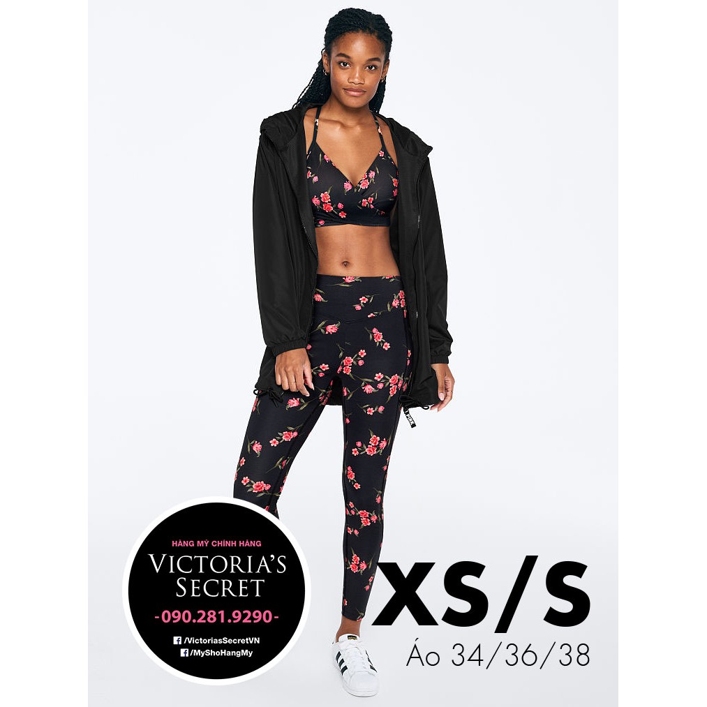 (XS/S) Áo khoác dài dù đen Long Black form dài, rộng thoải mái, có nón cực cool - Victoria's Secret USA