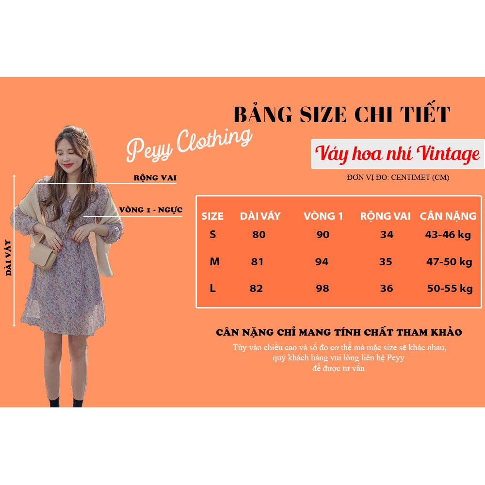 Váy hoa nhí vintage bánh bèo dài tay chất voan thoáng mát, Đầm hoa nhí ulzzang tiểu thư tay dài Hàn Quốc V08 - Peyy Clot