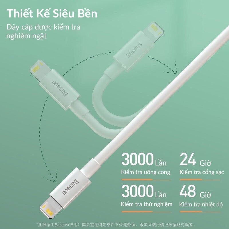 ✅Combo 2 Sợi Cáp Sạc iPhone Baseus Simple Wisdom Data Cable Kit, USB to Lightning, Sạc Nhanh 2.4A, Dây Cáp Dài 1.5M