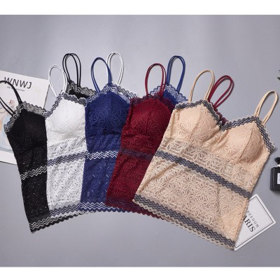 [Mã FASHIONT4WA2 giảm 10K đơn 50K] Áo ren dáng dài viền đen xinh (có đệm mút)