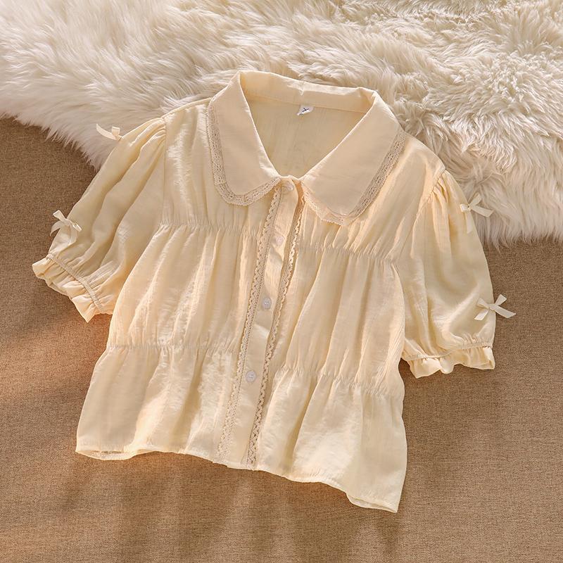 Bộ Áo Sơ Mi Cổ Búp Bê + Chân Váy Yếm Denim Thời Trang Nhật Hàn 2022 Cho Nữ