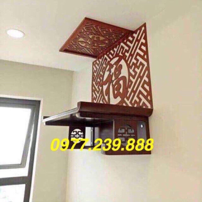 Bàn thờ gỗ sồi 81,89cm kèm vách ốp , chắn khói
