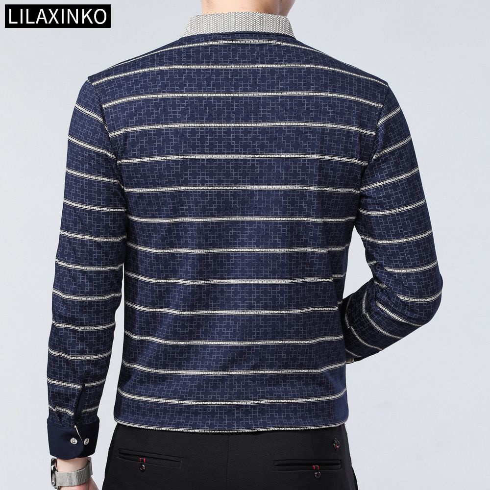 Áo Thun Polo Cotton Tay Dài Kẻ Sọc 3 Màu Thời Trang Thu Đông Cho Nam