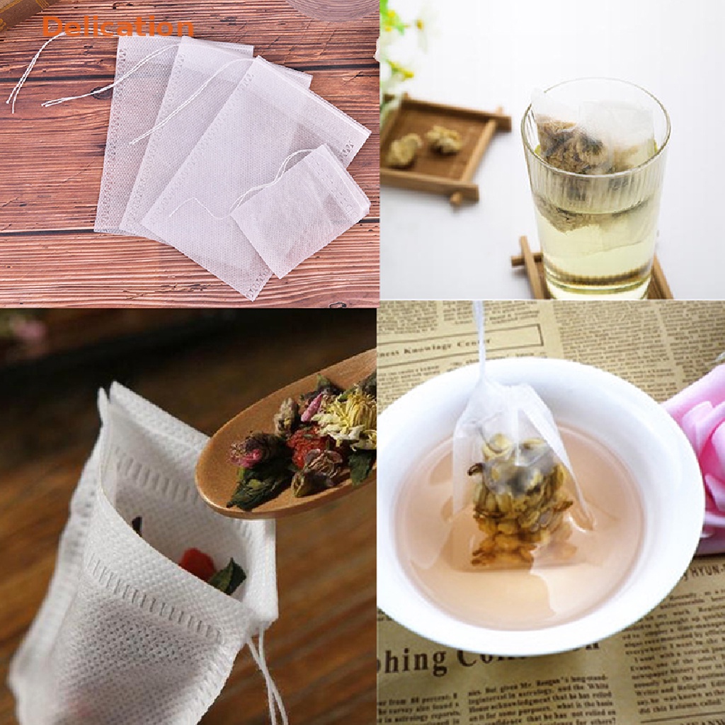 Set 100 túi lọc trà ELEBUY dùng một lần rỗng có mùi thơm với dây cầm