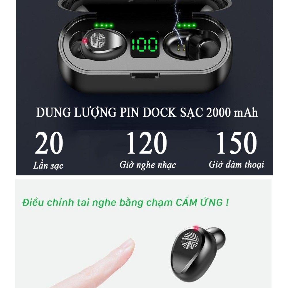 Tai Nghe Bluetooth True Wireless Amoi F9, Kiêm Sạc Dự Phòng Đồng Hồ Hiện Thị % Pin | BigBuy360 - bigbuy360.vn