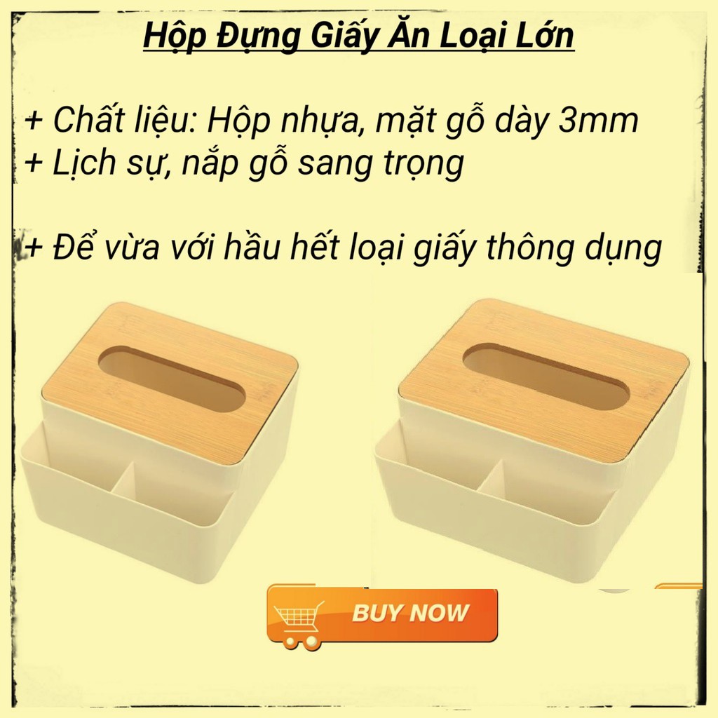 Hộp Đựng Giấy Ăn Có Nắp Gỗ 2 Ngăn Để Điều Khiển Tivi Sang Trọng