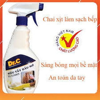 Chai tẩy rửa dầu mỡ trên bề mặt xoong nồi, bếp ga, bếp từ, máy hút mùi đa năng Dr.C 500ml