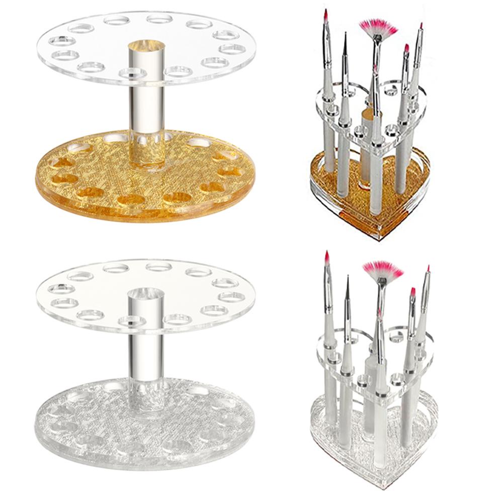 Giá Đỡ Cọ Trang Trí Móng Tay Hình Tròn / Trái Tim Bằng Acrylic Tiện Dụng