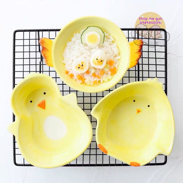 Bát sứ ăn dặm cho bé hình gà , hình vịt