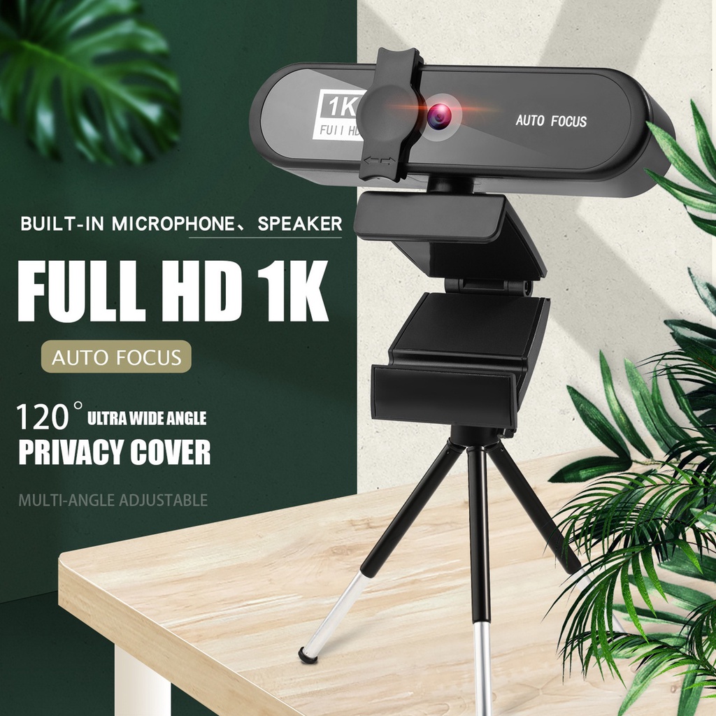 Webcam IP 2K Cho Máy Tính Xách Tay/Để Bàn USB Lấy Nét Tự Động Có Nắp Ống Kính Bảo Vệ Quyền Riêng Tư Với Chân Đế Tripod
