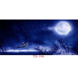 Tranh 3D Bể Cá Cảnh Mẫu Mặt Trăng - Tranh Bể Cá Có Sẵn Keo Dán, Tặng Kèm Bộ Dụng Cụ