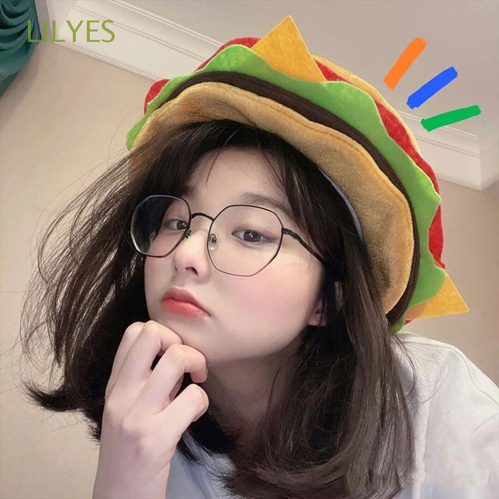 Nón Beret Vải Không Dệt Hình Hamburger Dễ Thương Thiết Kế Sáng Tạo Phong Cách Hàn Quốc Thời Trang Cho Nam Và Nữ