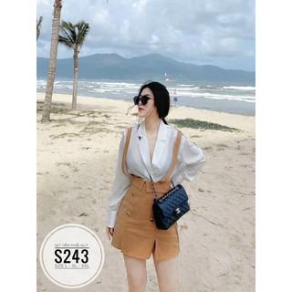 Set váy yếm nút