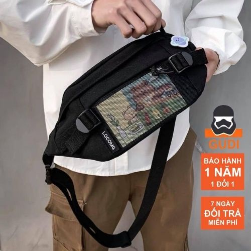 Túi Đeo Chéo Nam Nữ Túi Đeo Vải Canvas Thời Trang Unisex Cá Tính Bear Bag Street Wear Tiện Lợi Cao Cấp Gudi Studio