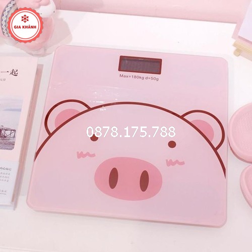 Cân điện tử sức khỏe PINK PIG hình lợn hồng siêu yêu , Cân mini điện tử mẫu mới LD2114