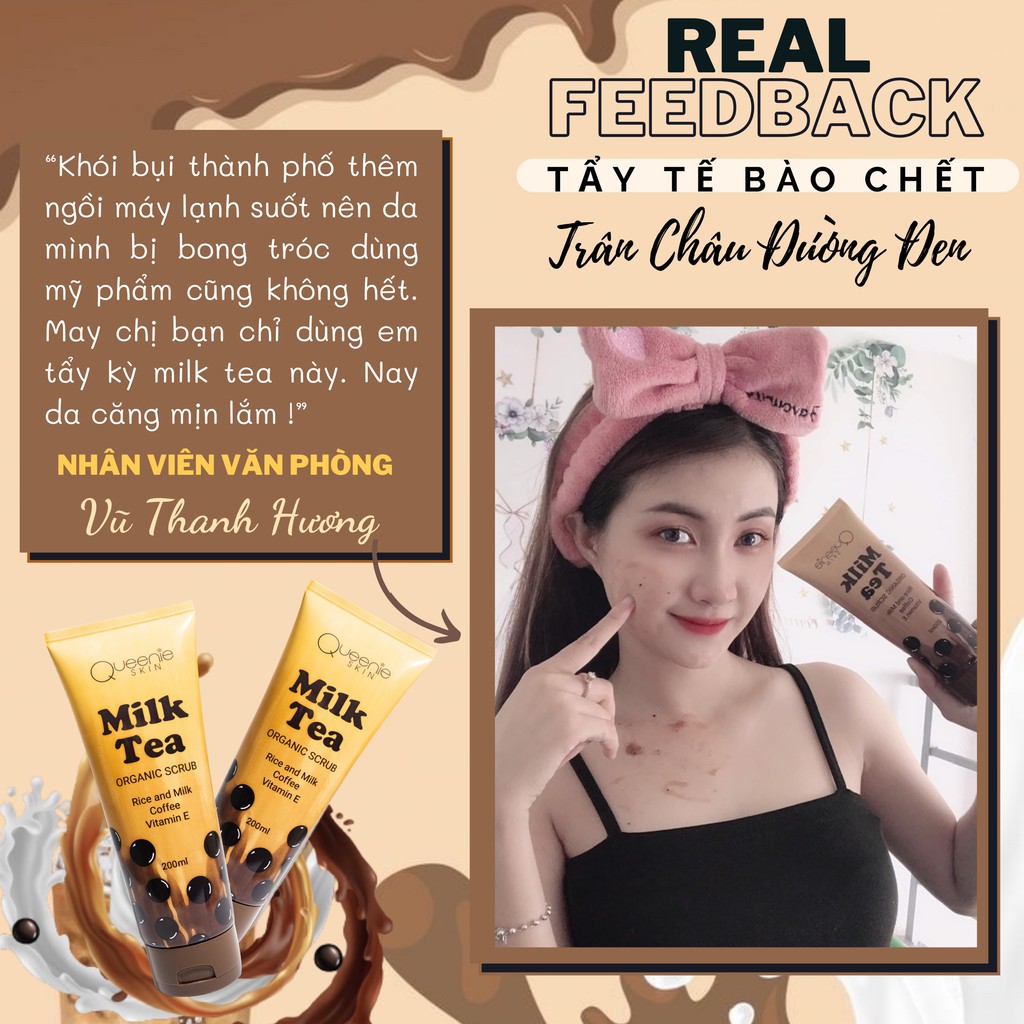 COMBO 2 Tuýt Tẩy Tế Bào Chết Milk Tea Queenie Skin 200ml - HÀNG CHÍNH HÃNG