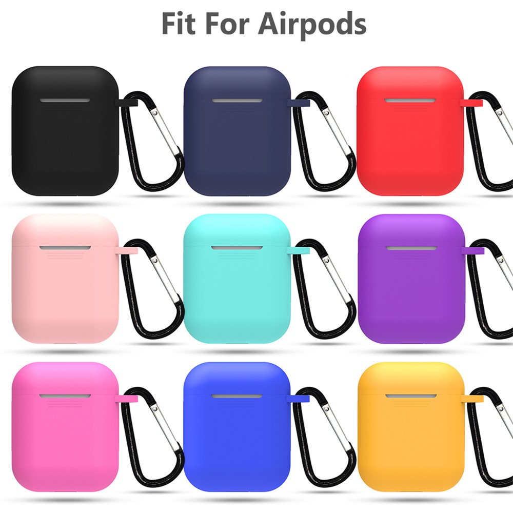 Hộp bảo vệ bằng silicon chống bụi chống sốc kèm móc đeo cho Apple AirPods