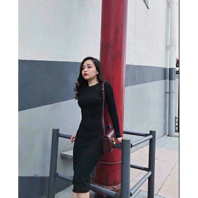 VÁY LEN GÂN BODY DÀI TAY SLL 4X Hình thật và video bù