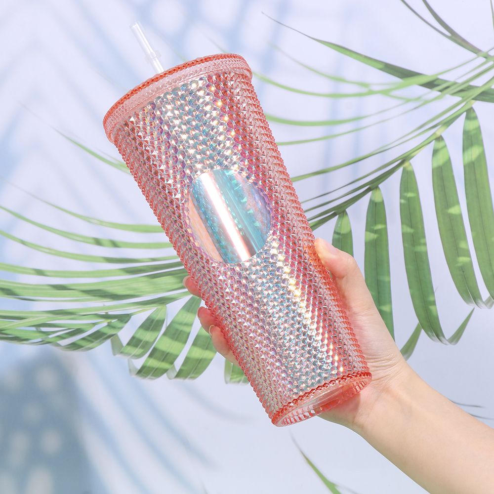 1 Cốc Uống Nước Hai Lớp Kèm Ống Hút Và Nắp Đậy Có Thể Tái Sử Dụng