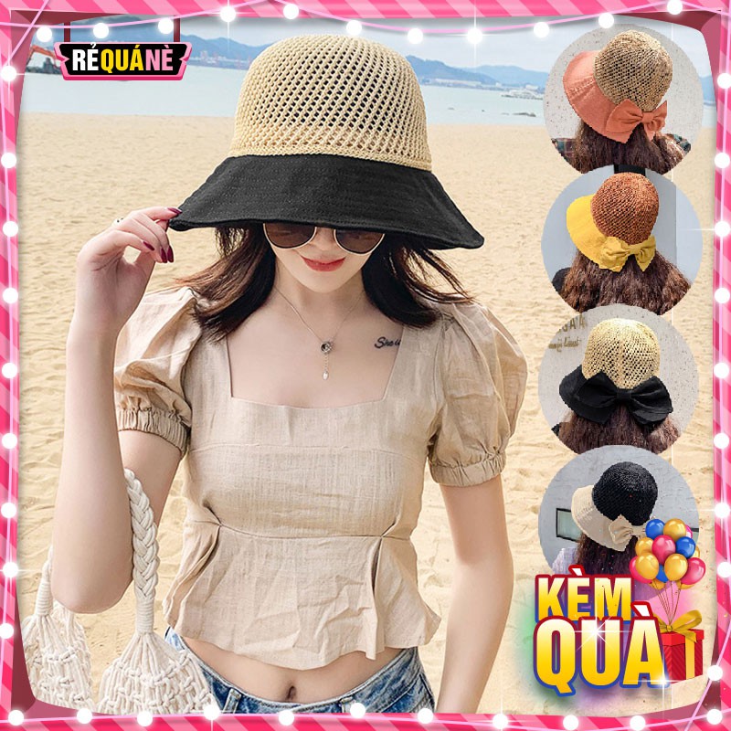 Nón Rộng Vành Style Cói Cực Chất Phối Nơ Cực Xinh