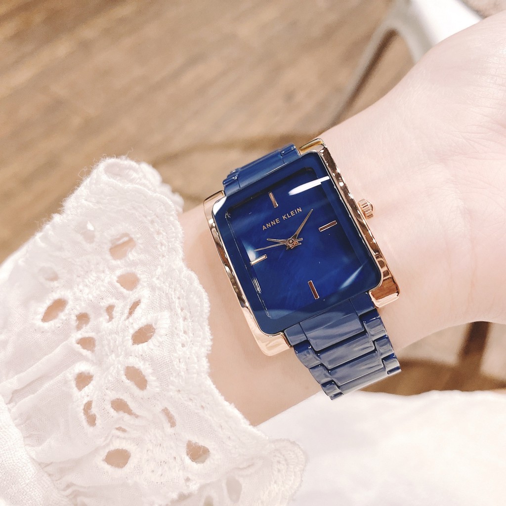 Đồng hồ nữ ✅ Anne klein ceramic chữ nhật cực xinh và cá tính.