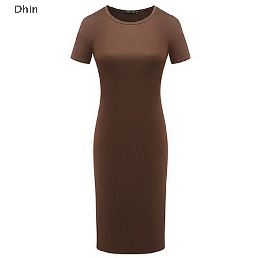 Đầm Bút Chì Ôm Dáng Tay Ngắn Dài Đến Gối Vải Cotton Thời Trang Công Sở Cho Nữ