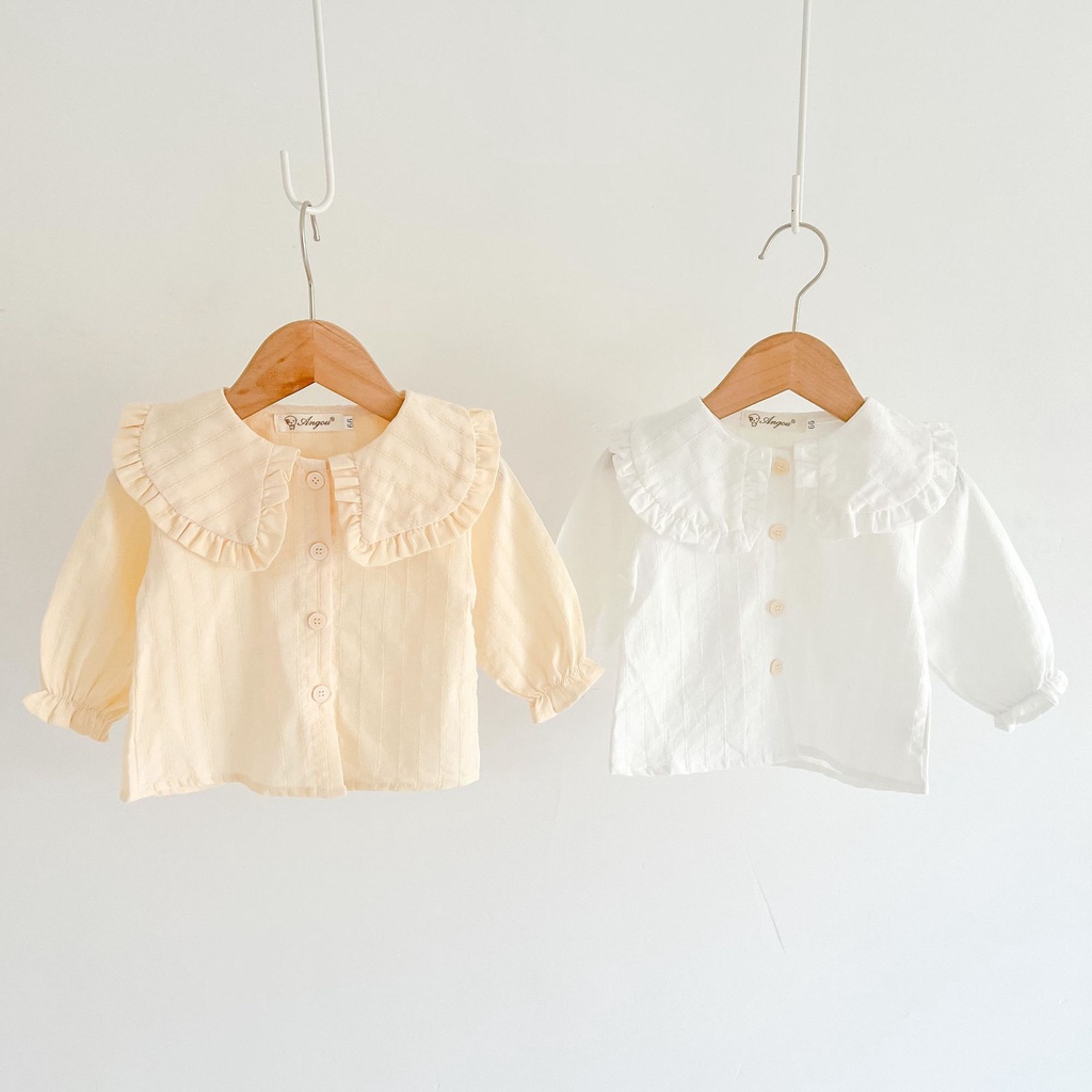 Áo Sơ Mi Cotton Tay Dài Phong Cách Thời Trang Phương Tây 2022 Dành Cho Bé Gái