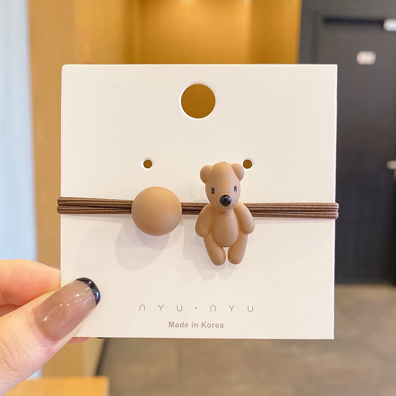 Dây buộc tóc cao su họa tiết hoạt hình gấu/ hoa kiểu Hàn Quốc dễ thương cho bé gái