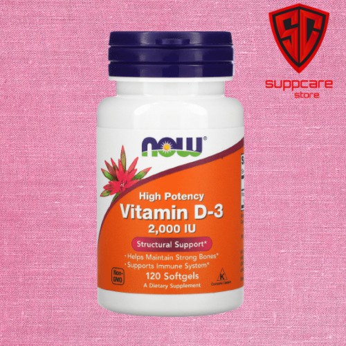 VITAMIN D3 | Now Vitamin D3 2000 IU 120 - 240 viên | Tăng Đề Kháng - Nhập Mỹ - Suppcare