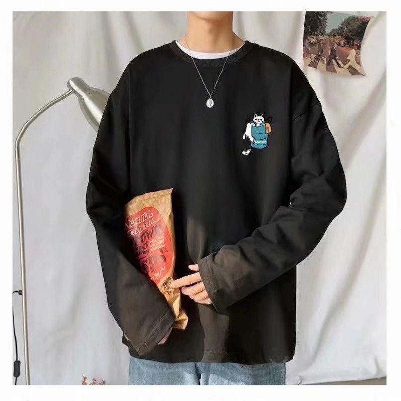 Áo Thun Nam Tay Dài Unisex Form Rộng - TTD27 Vwill - Chất Cotton Mềm Mát - Oversize &lt; 75kg - Áo phông anime dài tay