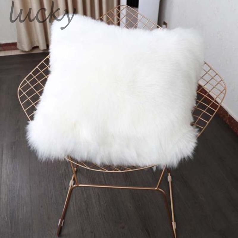 Vỏ gối vuông phủ lông mềm kích thước 40*40cm trang trí ghế sofa xinh xắn