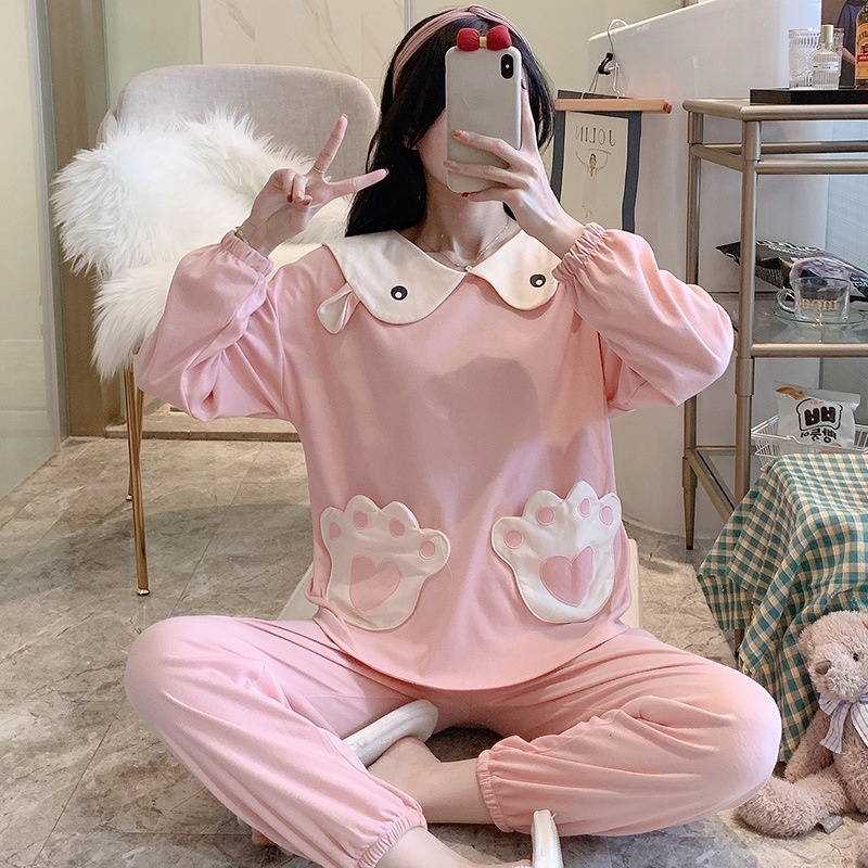 Bộ bầu - sau sinh - chất liệu cotton mềm- mặc nhà thời trang trẻ ( túi bàn chân gấu )