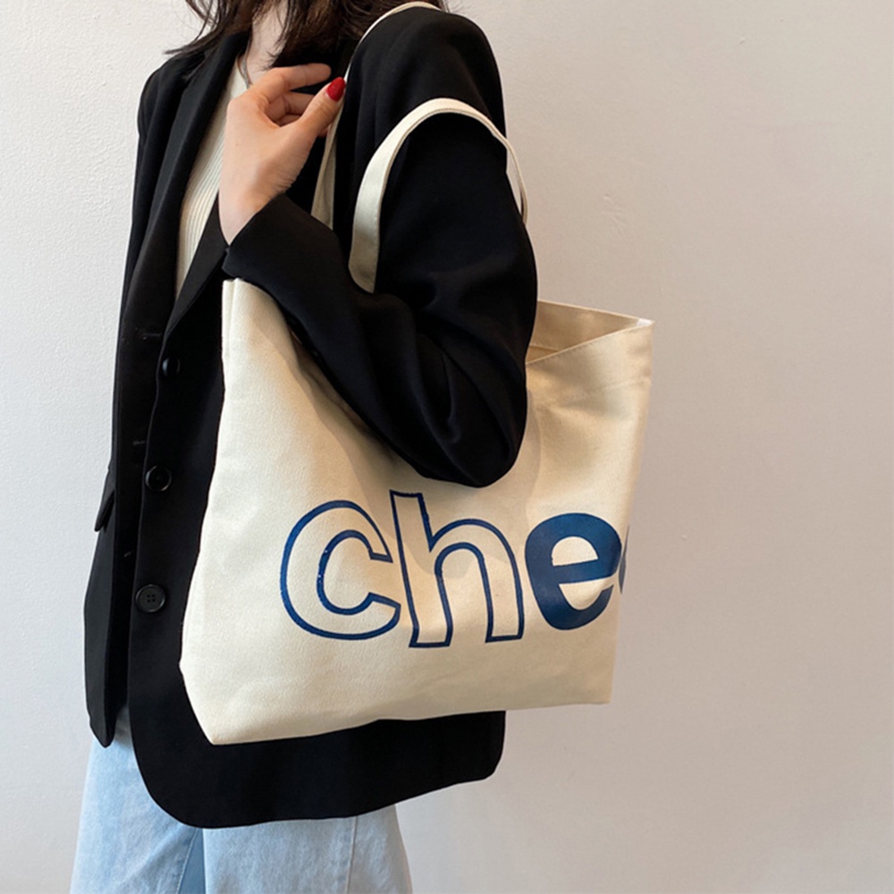 Túi tote đi chơi vải canvas đeo vai giá rẻ in hình có khóa kéo