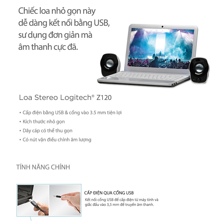 Loa máy tính Logitech Z120 - Hàng chính hãng new 100%