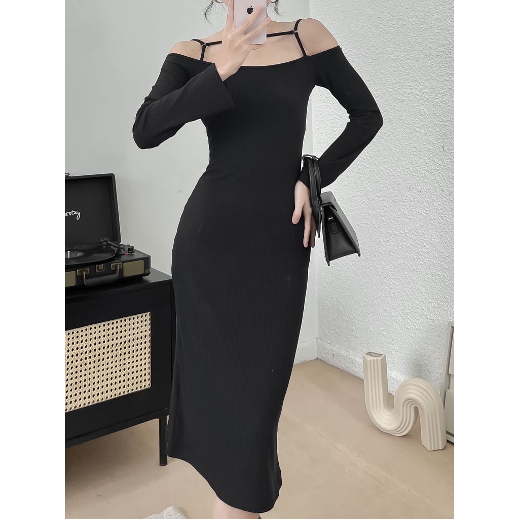 Đầm Ôm Tay Dài Cổ Dây Cách Điệu - EDINI - D1529