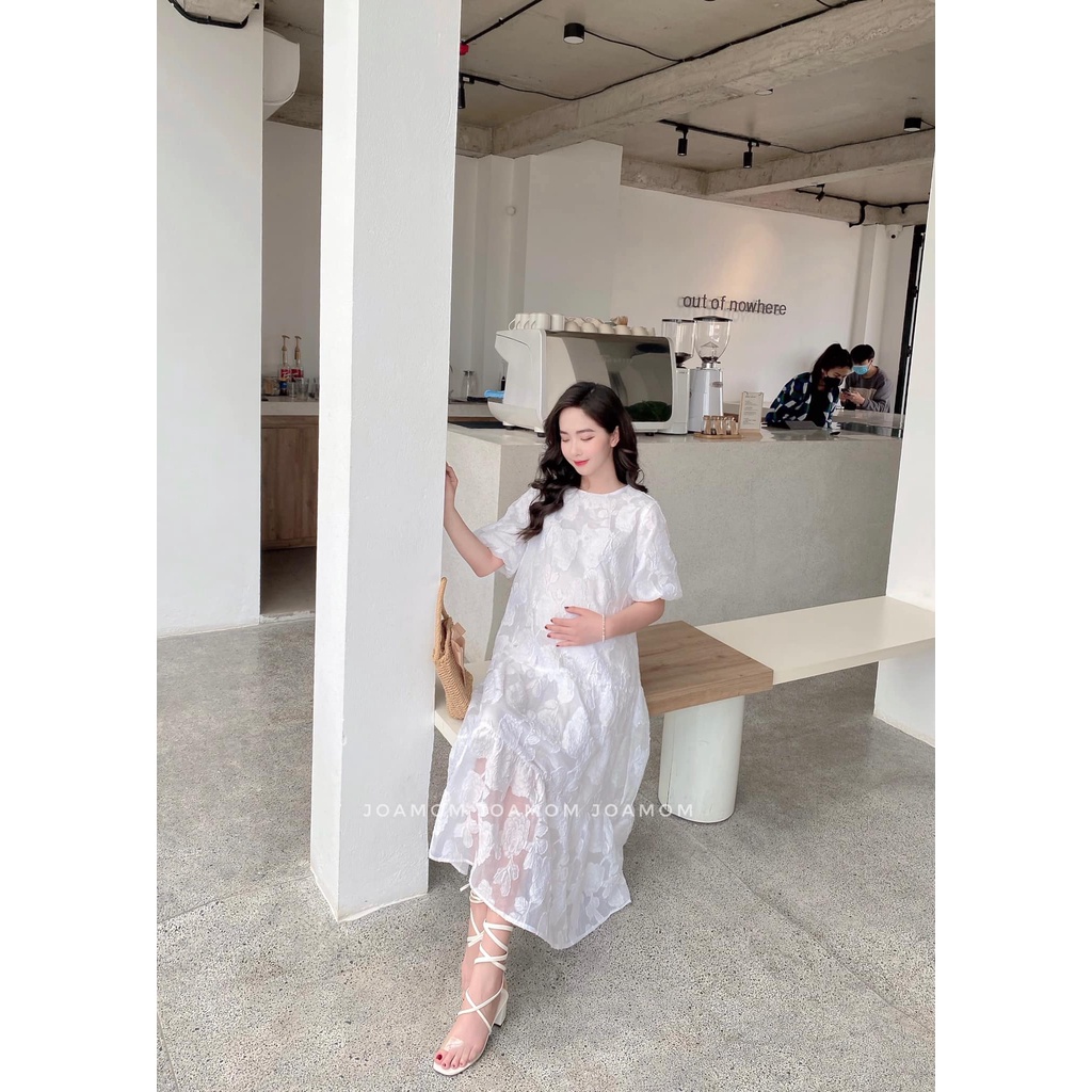 Váy đầm bầu dáng maxi ren cao cấp đi chơi đi du lịch đi biển V200