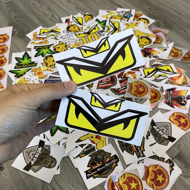 Tem Sticker Đôi mắt - 3Lớp cao cấp chống bong phai màu ! ( giá 1c )