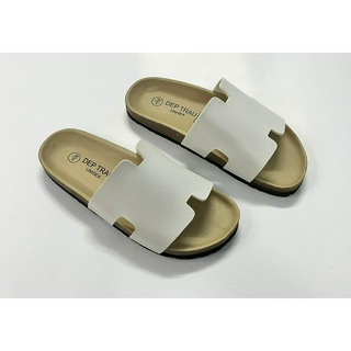 Dép Đế Trấu Birken Quai Chữ H Unisex Màu Trắng