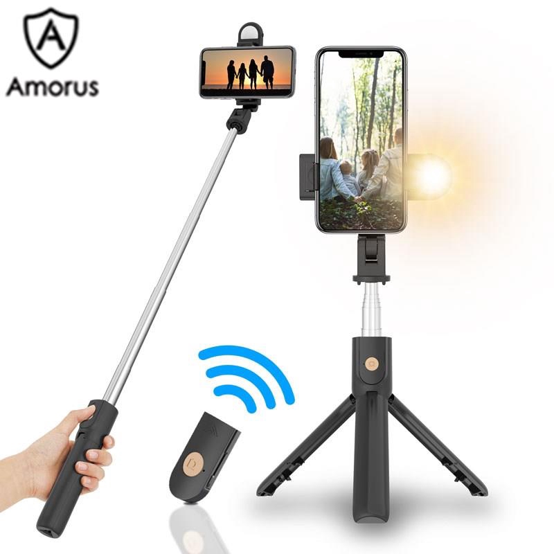 Gậy Ba Chân Amorus SELFIESHOW K10S Điều Khiển Từ Xa Cao Cấp Có Chức Năng Hẹn Giờ Và Đèn LED Thông Dụng Cho Điện Thoại
