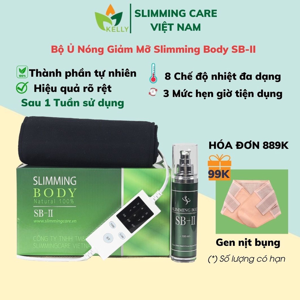 Đai nịt bụng giảm mỡ ủ nóng Slimming Body sb2 chính hãng,bộ đai quấn nóng sb2 cải tiến giảm mỡ bụng định hình vòng eo.