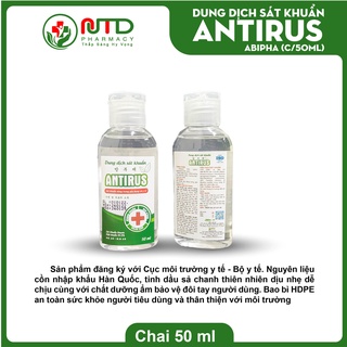 Dung dịch cồn sát khuẩn Antirus hương sả chanh 50 ml