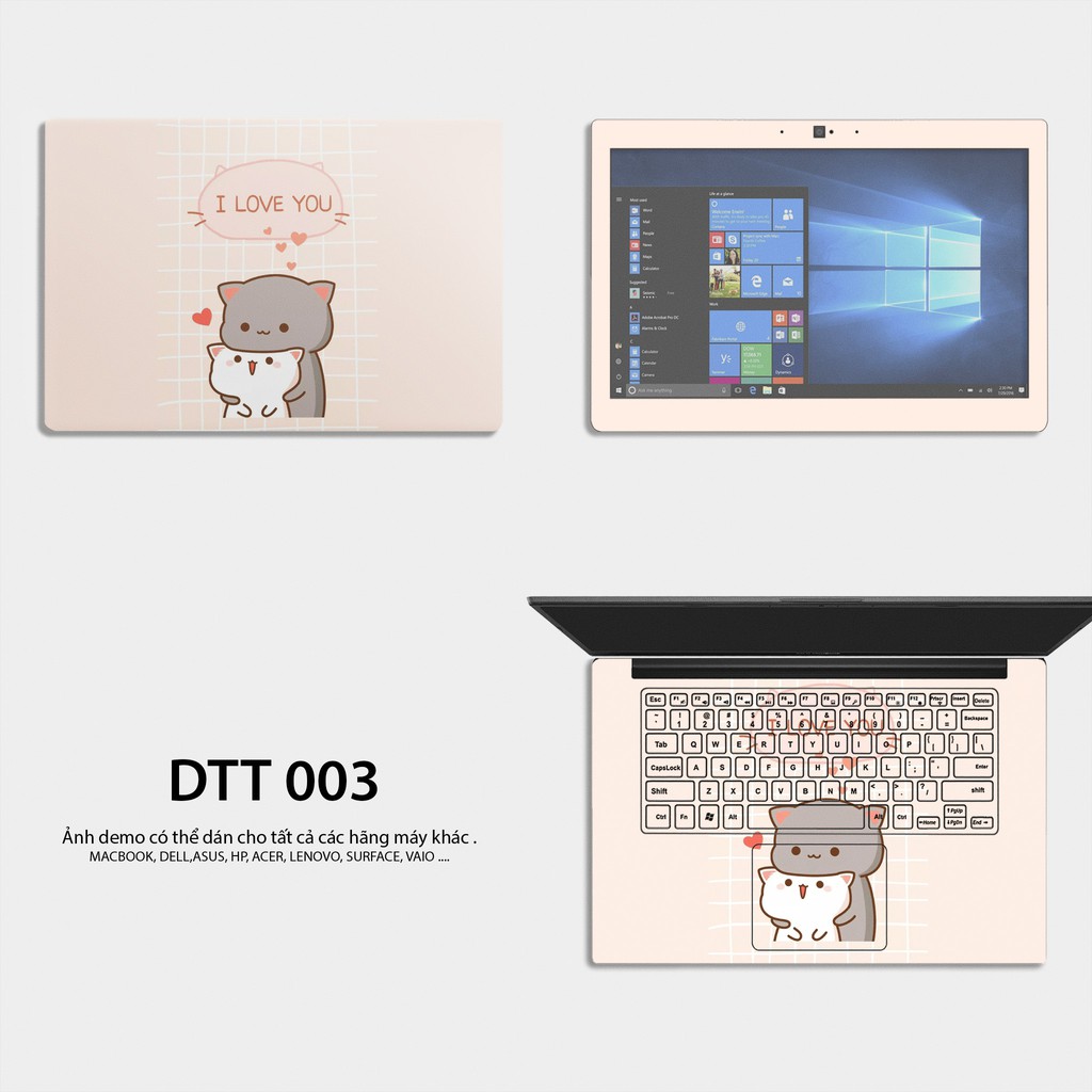 Bộ skin dán laptop mẫu Icon Cute / Có mẫu decal dán cho tất cả các hãng máy tính