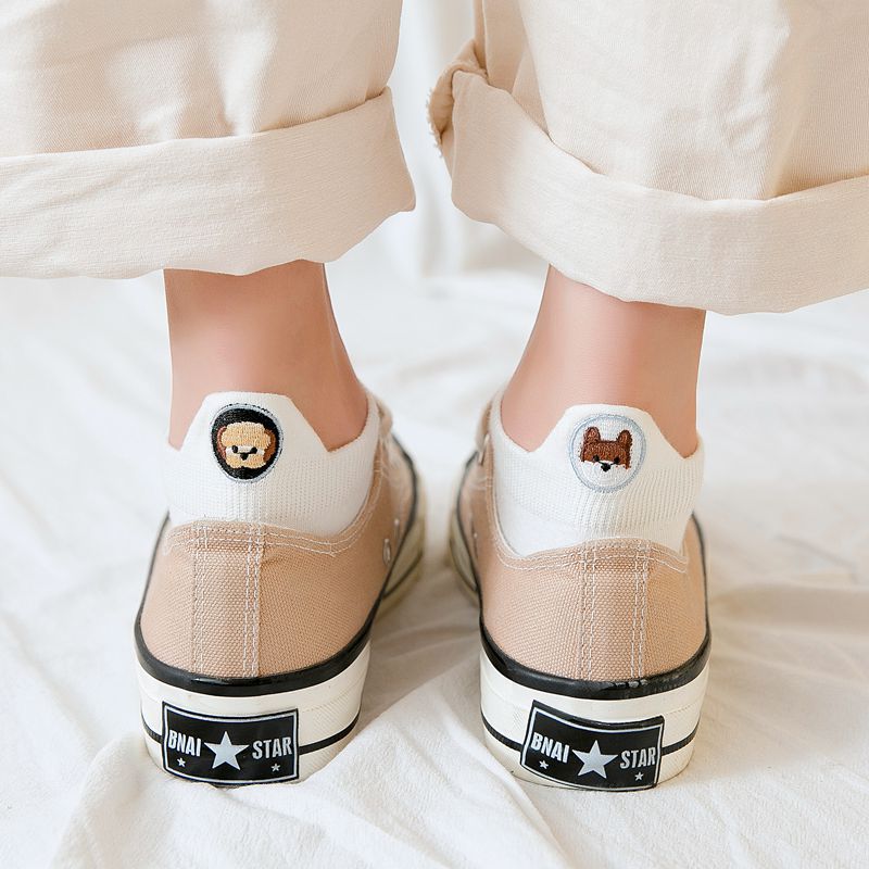 Vớ cotton cổ ngắn họa tiết động vật dễ thương cho nữ