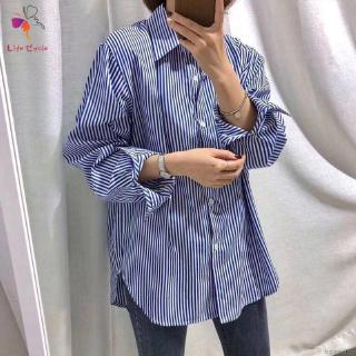 Áo Sơ Mi Nữ Dáng Rộng Kẻ Sọc Vintage