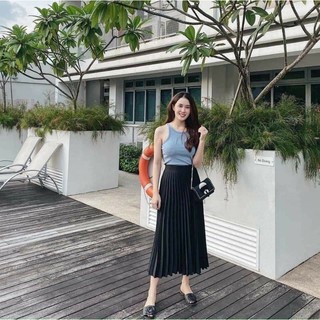 Chân váy midi xếp ly dài