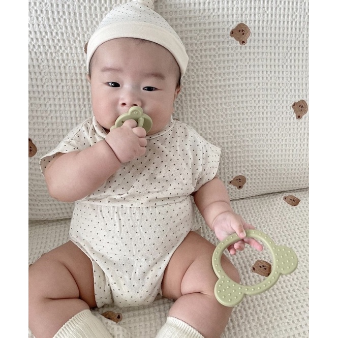 TI GIẢ / GẶM NƯỚU SILICONE GẤU DOTTODOT MÀU PASTEL - Hàn Quốc