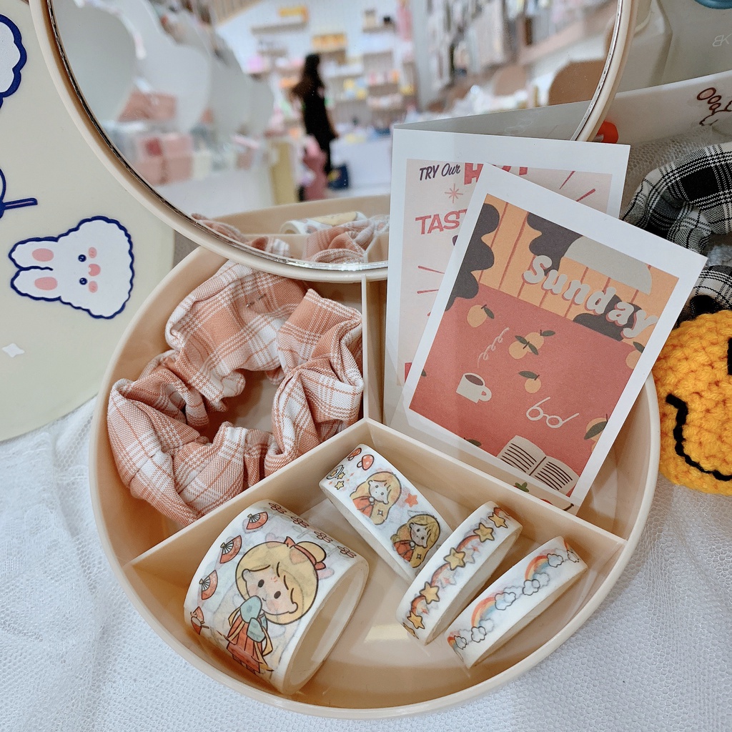 Hộp đựng mỹ phẩm, hộp đựng đồ dùng kèm gương hình thỏ dễ thương